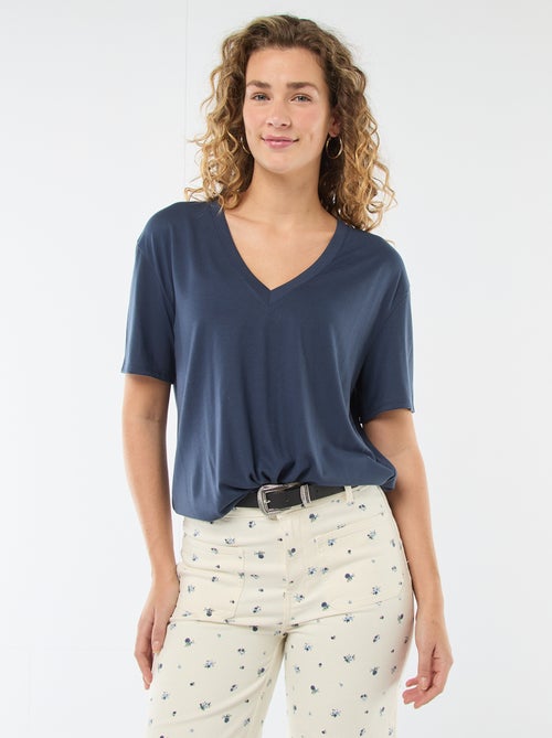 Camiseta de manga corta cuello de pico - Kiabi