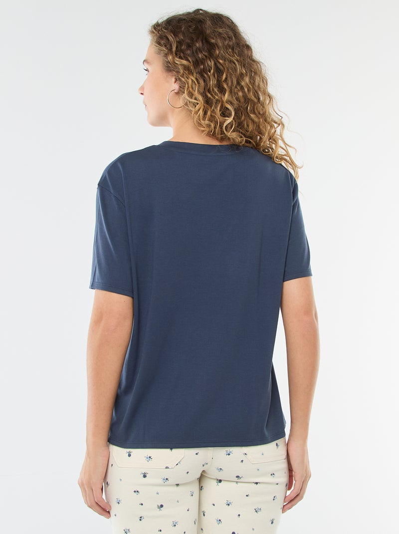 Camiseta de manga corta cuello de pico Azul - Kiabi