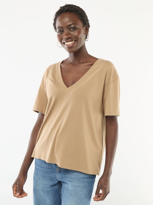 Camiseta de manga corta cuello de pico - Kiabi