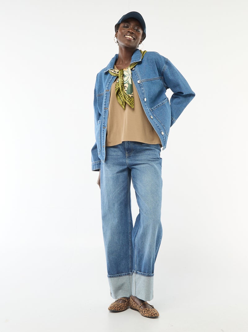Camiseta de manga corta cuello de pico Beige - Kiabi