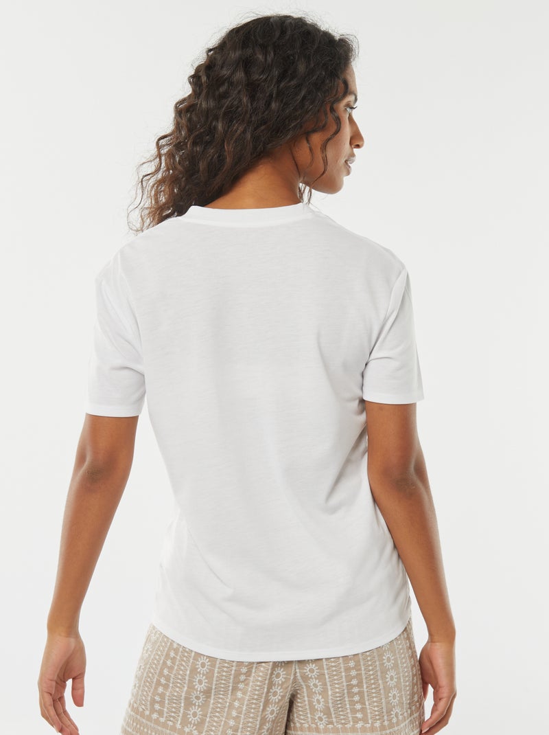 Camiseta de manga corta cuello de pico blanco - Kiabi