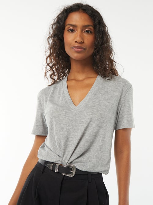 Camiseta de manga corta cuello de pico - Kiabi