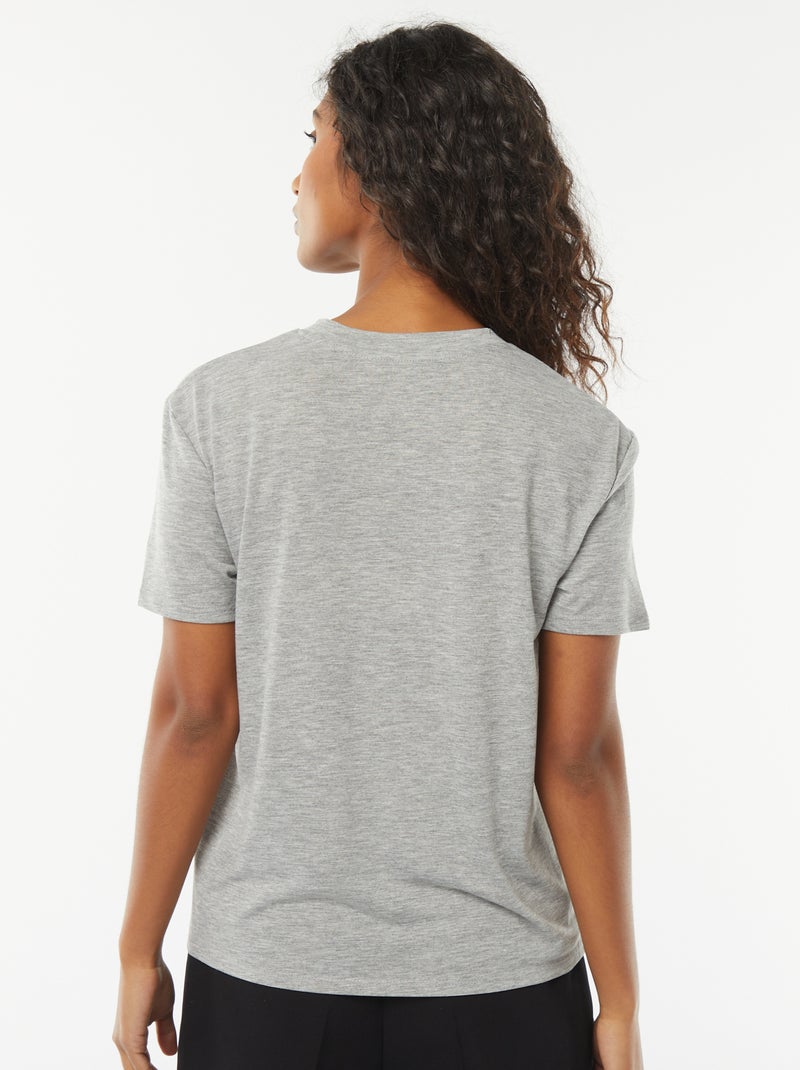 Camiseta de manga corta cuello de pico Gris - Kiabi