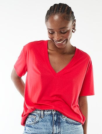 Camiseta de manga corta cuello de pico