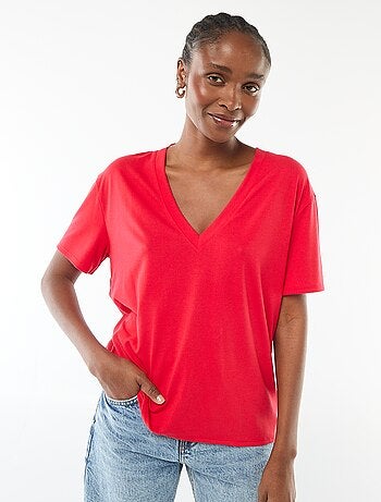 Camiseta de manga corta cuello de pico