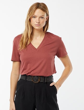 Camiseta de manga corta cuello de pico