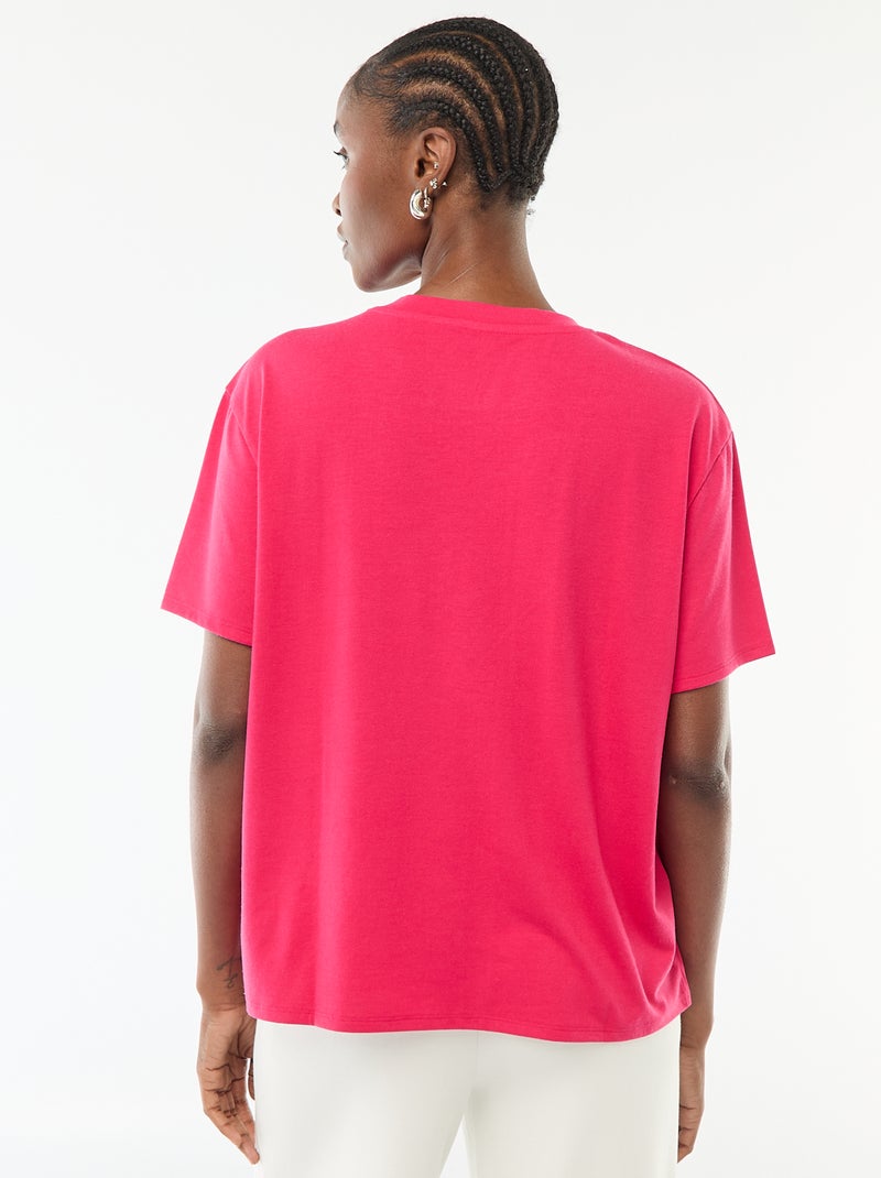 Camiseta de manga corta cuello de pico Rosa - Kiabi