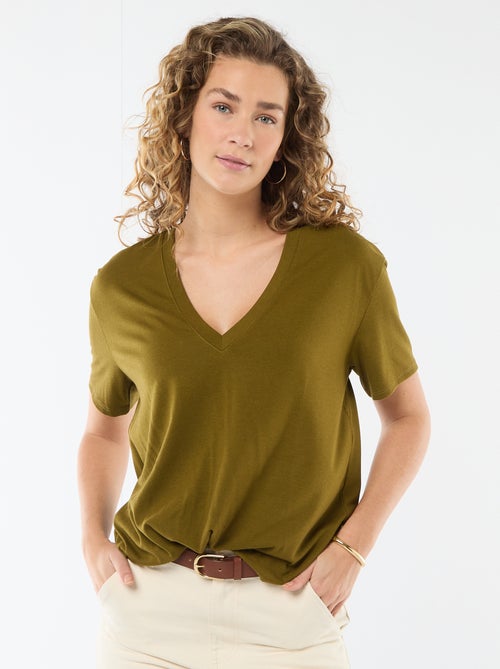 Camiseta de manga corta cuello de pico - Kiabi