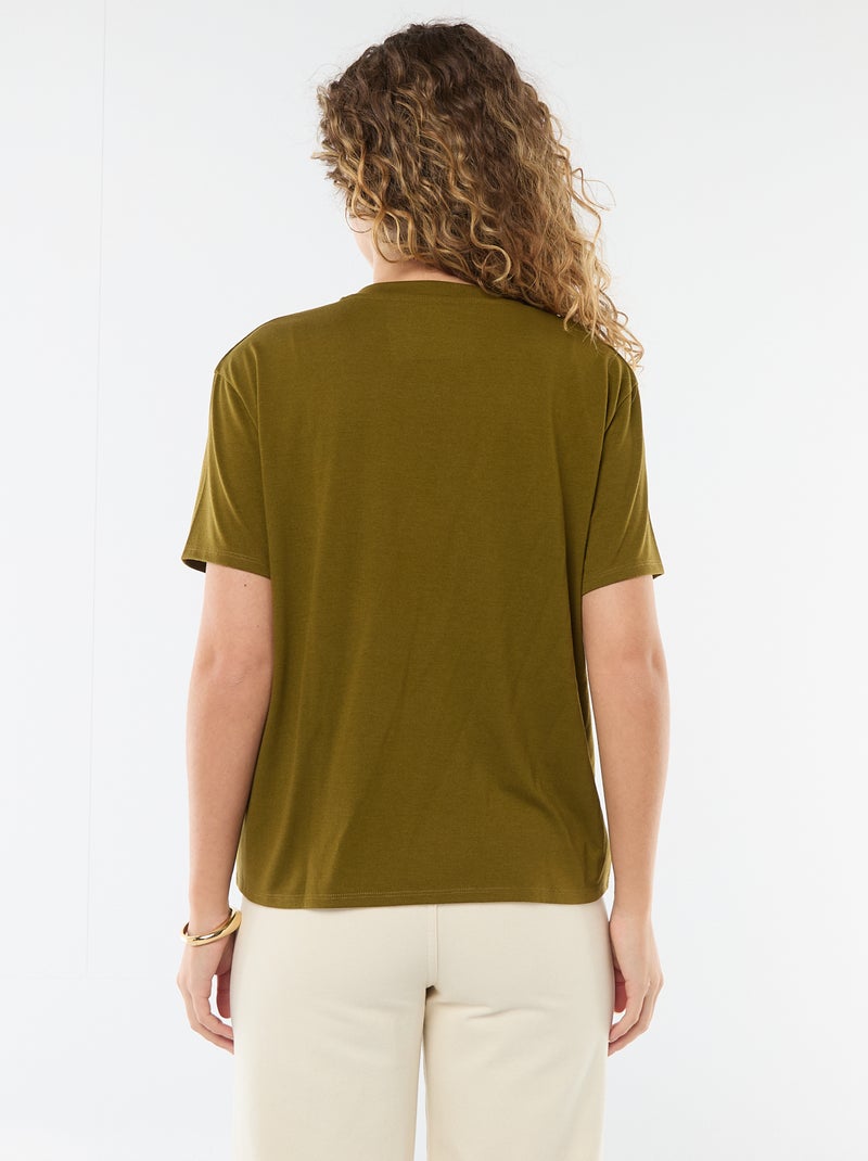 Camiseta de manga corta cuello de pico Verde - Kiabi