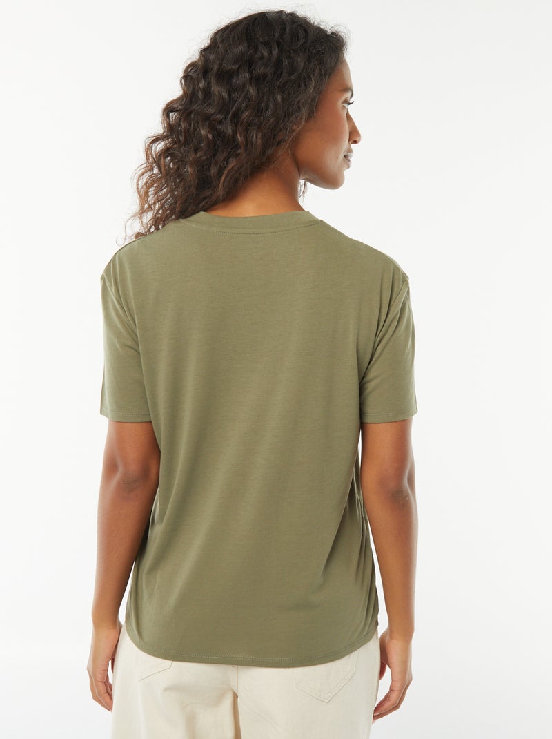 Camiseta de manga corta cuello de pico Verde - Kiabi