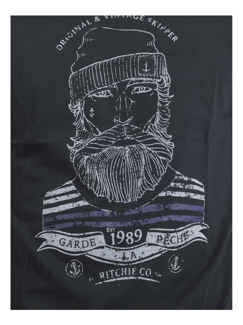 Camiseta de manga corta cuello redondo de puro algodón JABRUN Azul marino - Kiabi