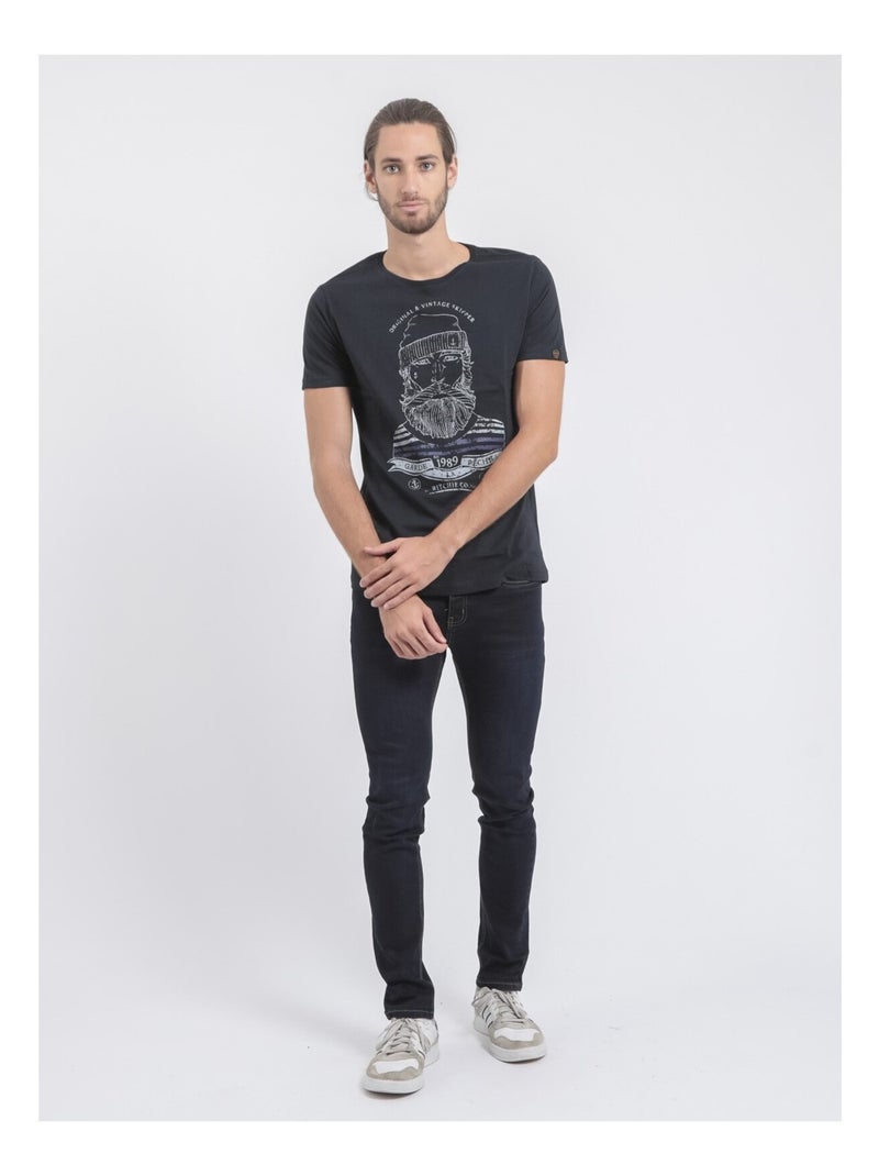 Camiseta de manga corta cuello redondo de puro algodón JABRUN Azul marino - Kiabi