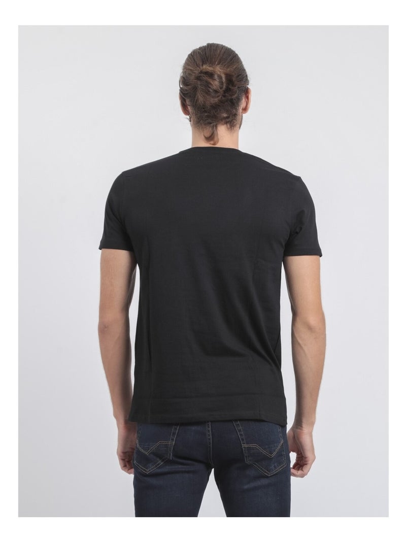 Camiseta de manga corta cuello redondo de puro algodón JALSONIC Negro - Kiabi