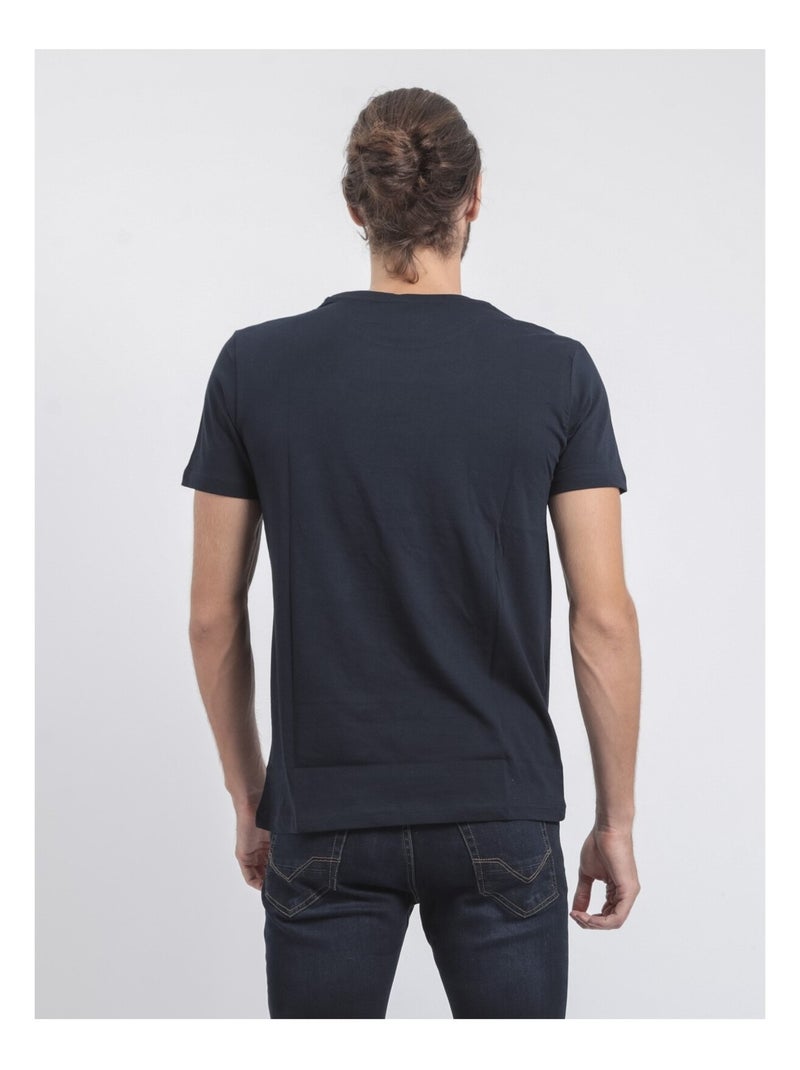 Camiseta de manga corta cuello redondo de puro algodón JAMIX Azul marino - Kiabi