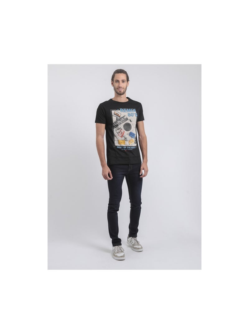 Camiseta de manga corta cuello redondo de puro algodón JAMIX Negro - Kiabi