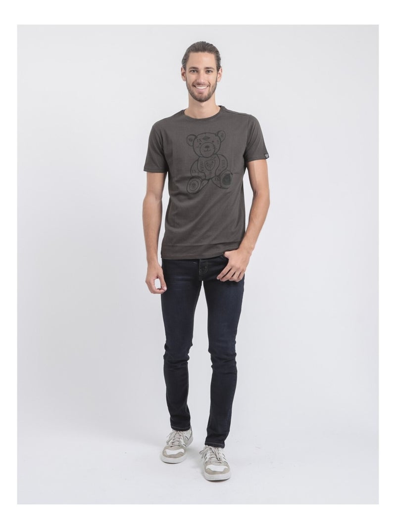 Camiseta de manga corta cuello redondo de puro algodón JIBIDEL Gris - Kiabi