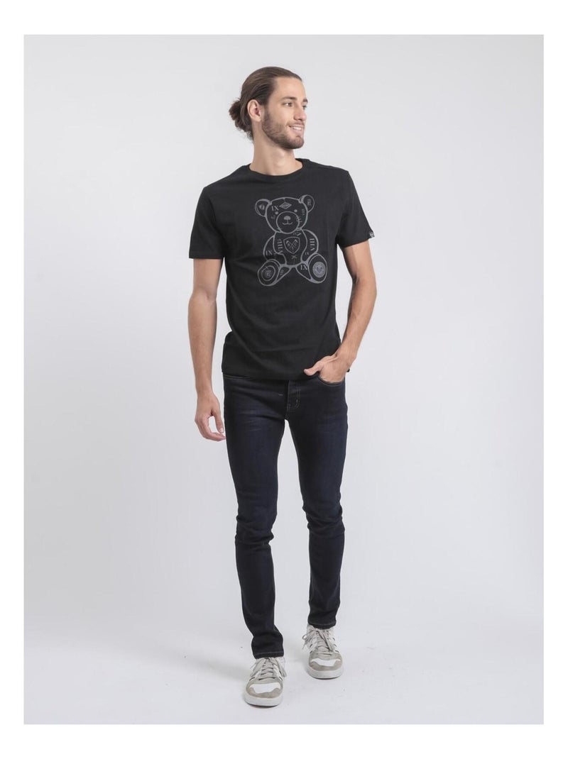 Camiseta de manga corta cuello redondo de puro algodón JIBIDEL Negro - Kiabi