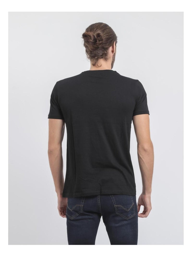 Camiseta de manga corta cuello redondo de puro algodón JONAK Negro - Kiabi