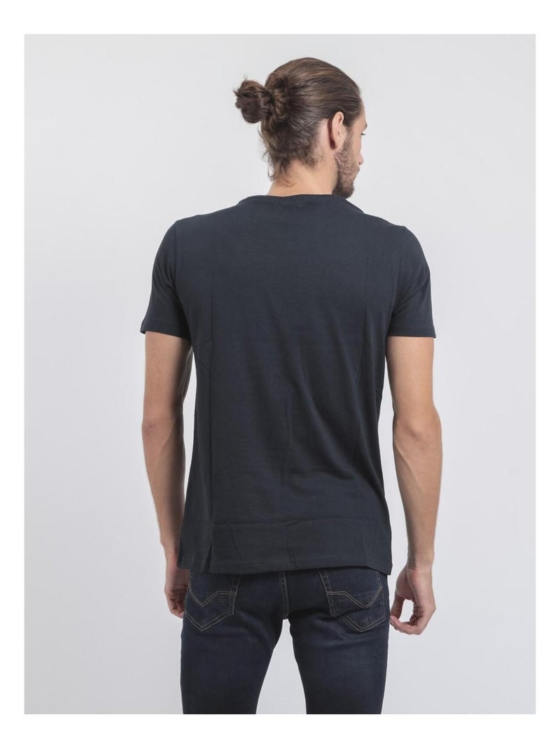 Camiseta de manga corta cuello redondo de puro algodón JOUANCY Azul marino - Kiabi