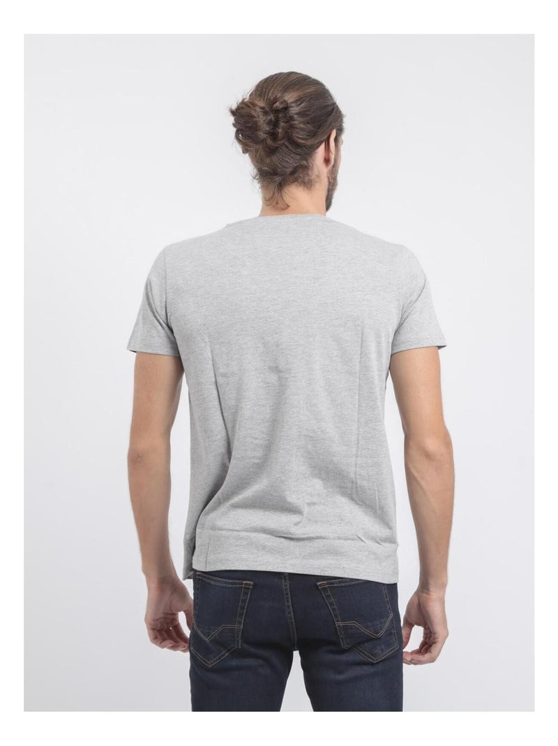 Camiseta de manga corta cuello redondo de puro algodón JOUANCY Gris claro - Kiabi
