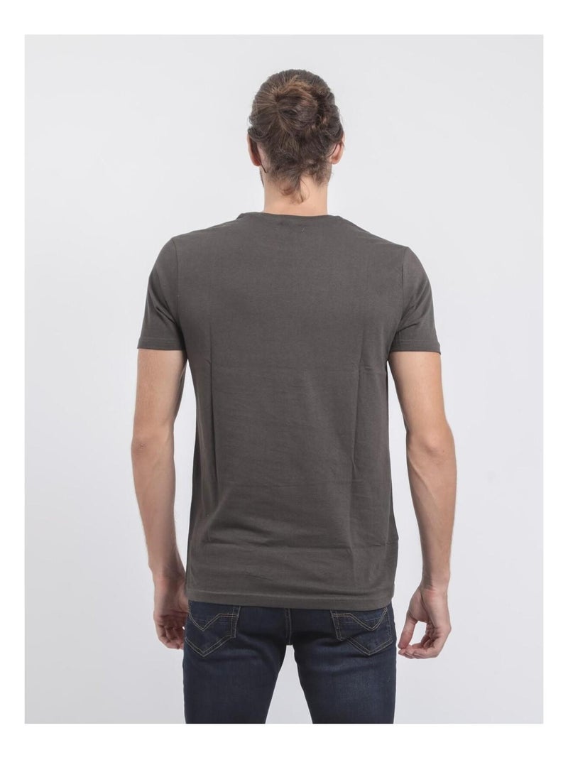 Camiseta de manga corta cuello redondo de puro algodón JOUANCY Gris oscuro - Kiabi