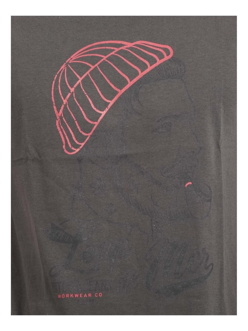 Camiseta de manga corta cuello redondo de puro algodón JOUANCY Gris oscuro - Kiabi