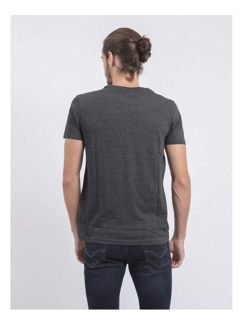 Camiseta de manga corta cuello redondo de puro algodón JOULTIX Gris antracita - Kiabi