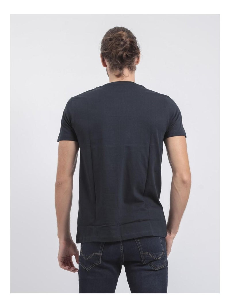 Camiseta de manga corta cuello redondo de puro algodón JUMAX Azul marino - Kiabi