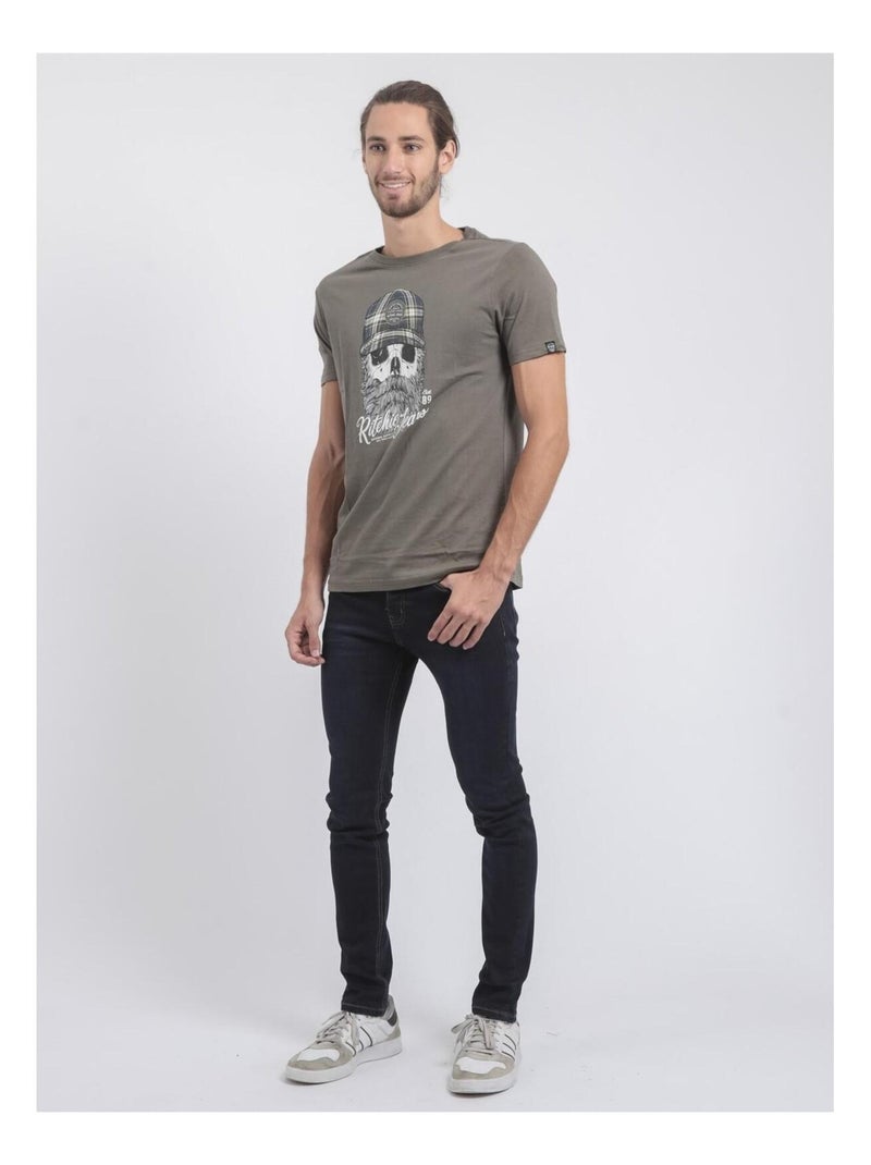 Camiseta de manga corta cuello redondo de puro algodón JUMAX Caqui - Kiabi