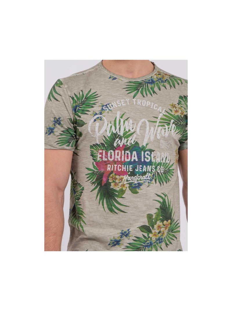 Camiseta de manga corta cuello redondo de puro algodón NABANE Beige - Kiabi