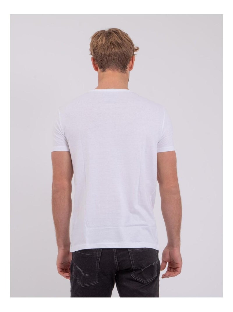Camiseta de manga corta cuello redondo de puro algodón NABARZU Blanco - Kiabi