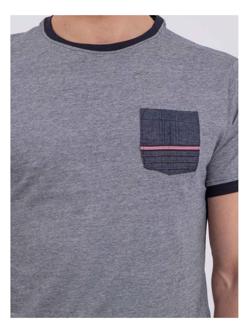Camiseta de manga corta cuello redondo de puro algodón NABASTIL Azul marino - Kiabi