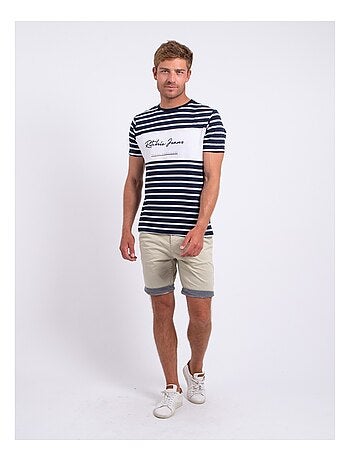 Camiseta de manga corta cuello redondo de puro algodón NABAUMIX