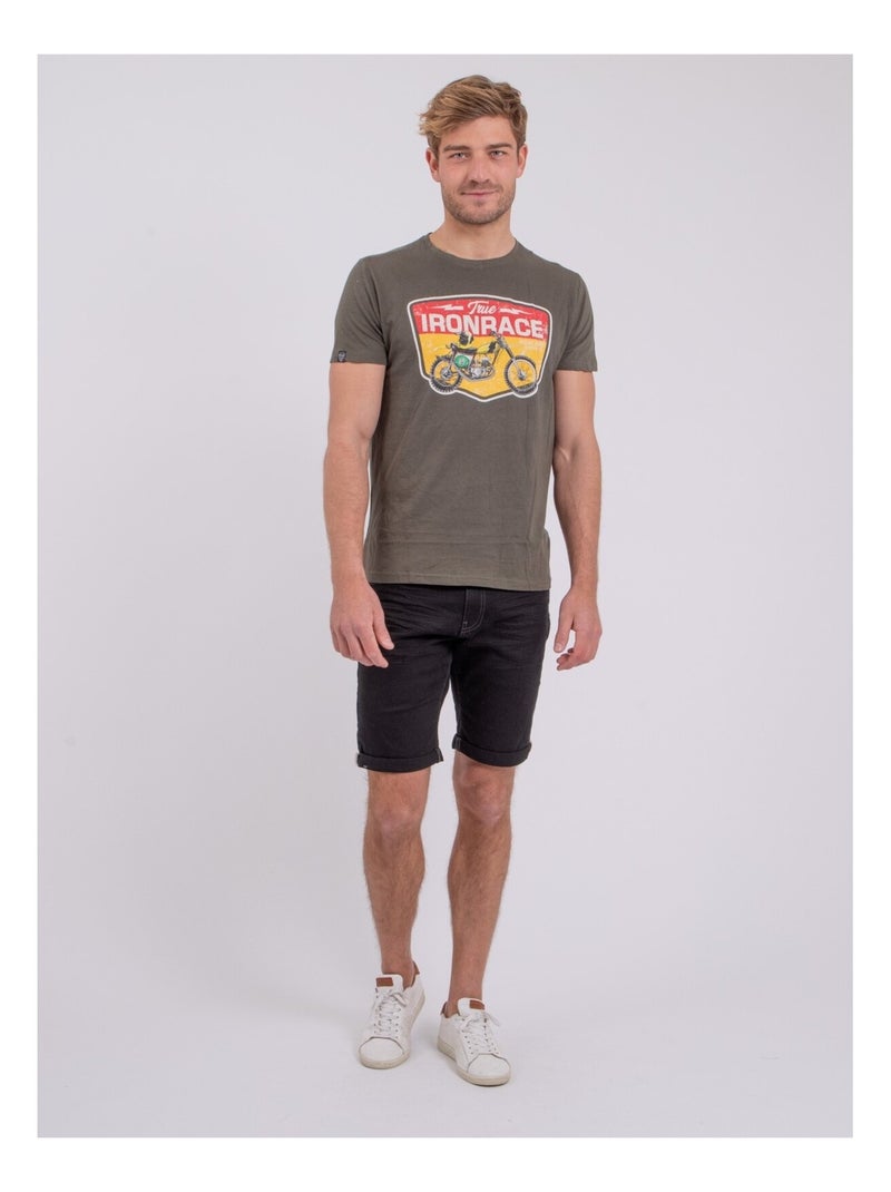 Camiseta de manga corta cuello redondo de puro algodón NABOJAN Caqui - Kiabi