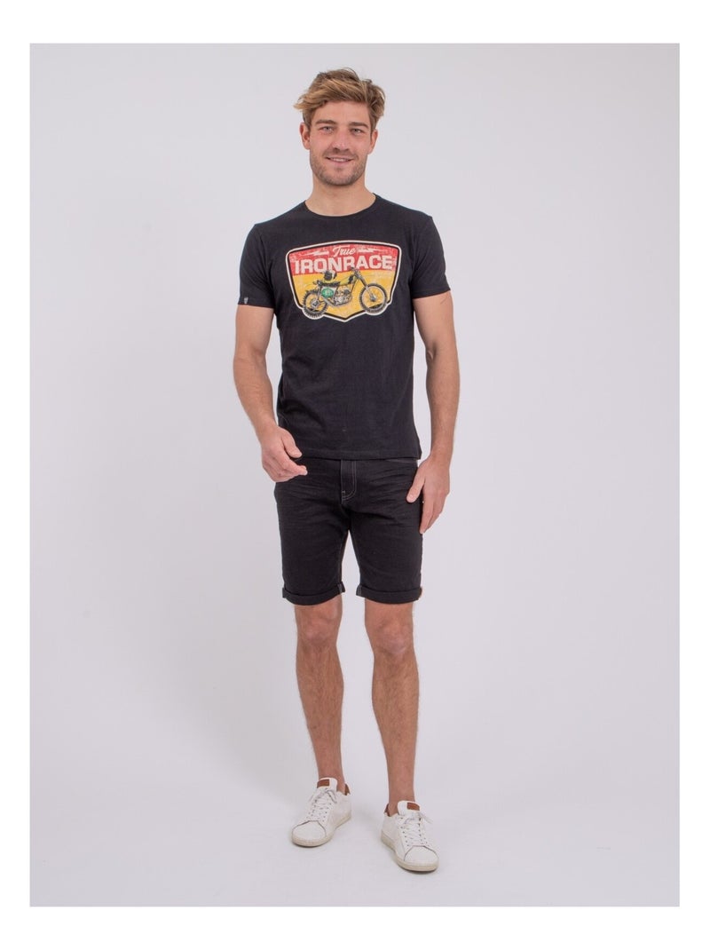 Camiseta de manga corta cuello redondo de puro algodón NABOJAN Negro - Kiabi