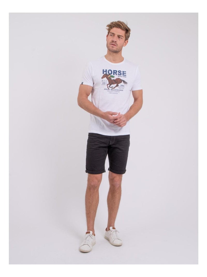 Camiseta de manga corta cuello redondo de puro algodón NEDER Blanco - Kiabi