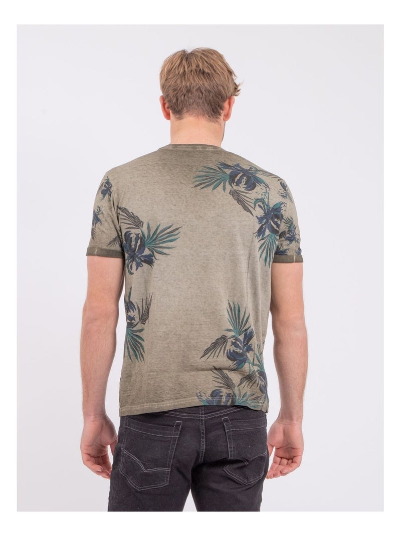 Camiseta de manga corta cuello redondo de puro algodón NERWIK Caqui - Kiabi