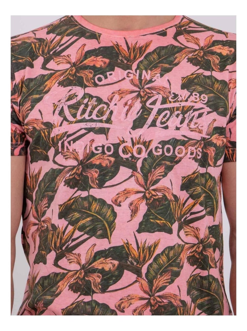 Camiseta de manga corta cuello redondo de puro algodón NIRAMAX Naranja coral - Kiabi