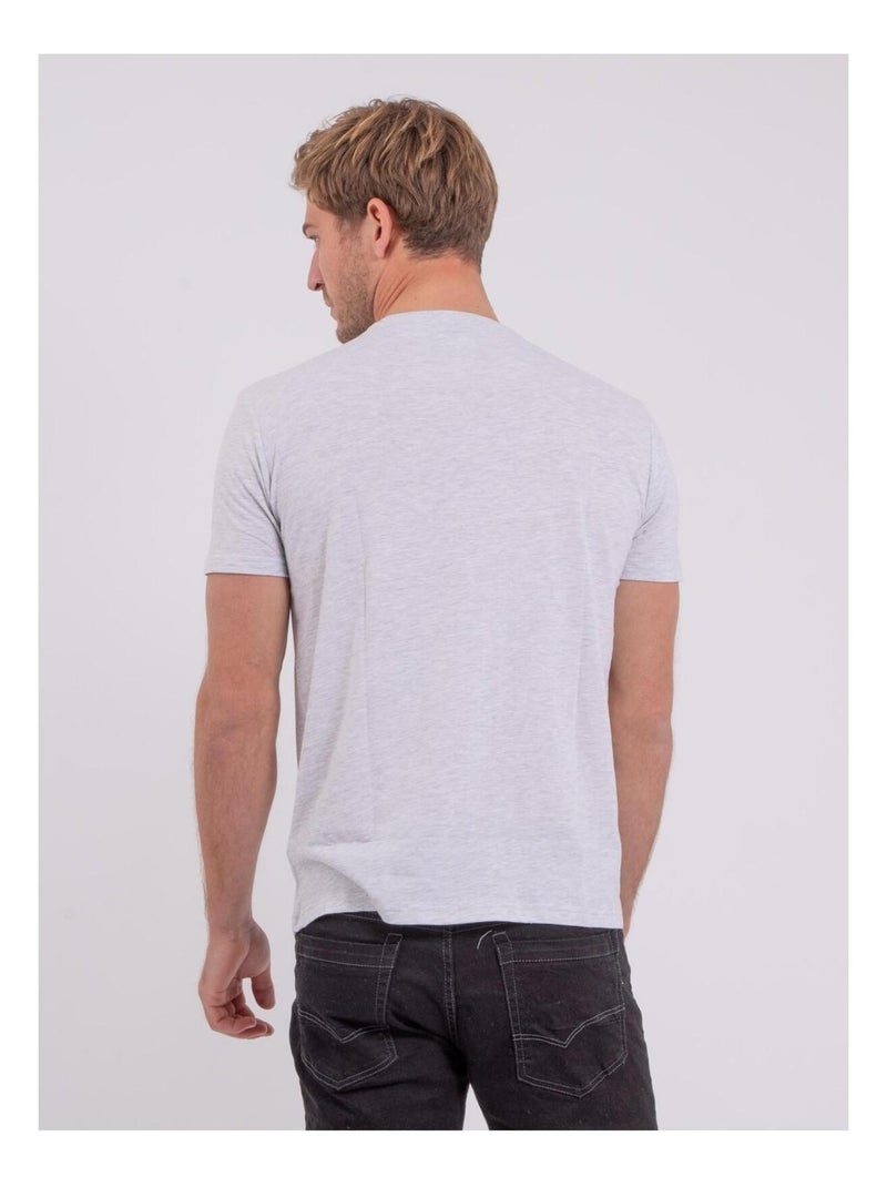 Camiseta de manga corta cuello redondo de puro algodón NOCTAVIO Gris - Kiabi
