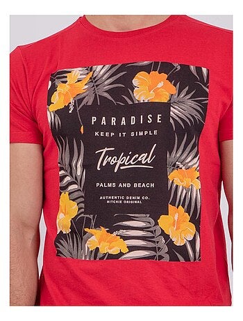 Camiseta de manga corta cuello redondo de puro algodón NOCTAVIO