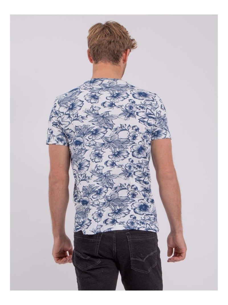 Camiseta de manga corta cuello redondo de puro algodón NOLIBA Azul - Kiabi
