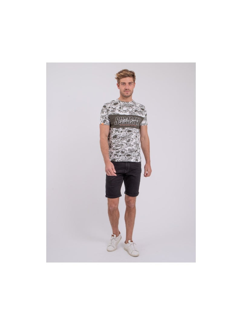 Camiseta de manga corta cuello redondo de puro algodón NOLIBA Caqui - Kiabi