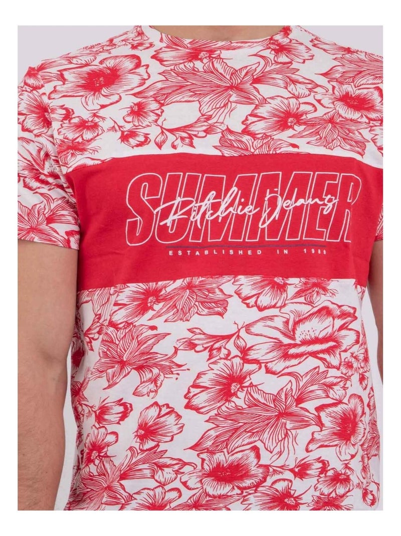 Camiseta de manga corta cuello redondo de puro algodón NOLIBA Rojo - Kiabi