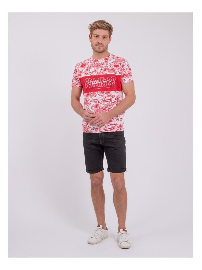 Camiseta de manga corta cuello redondo de puro algodón NOLIBA Rojo - Kiabi