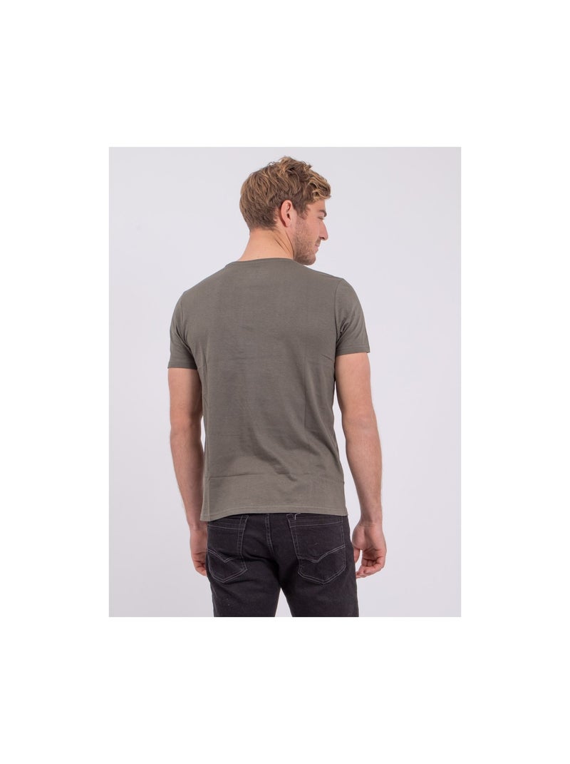 Camiseta de manga corta cuello redondo de puro algodón NOUMICK Caqui - Kiabi