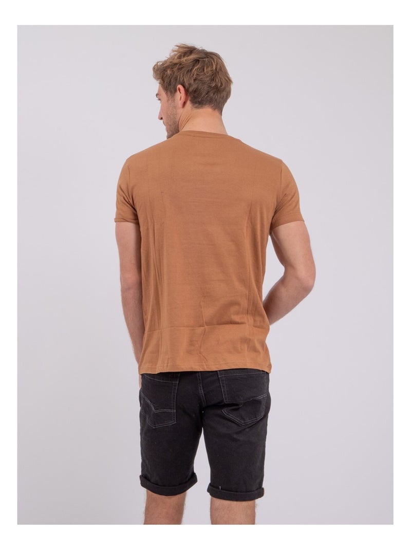 Camiseta de manga corta cuello redondo de puro algodón NUMATIS Marrón - Kiabi