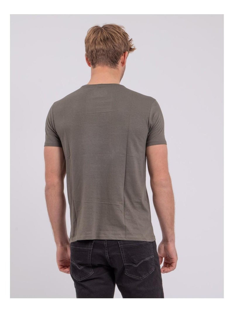 Camiseta de manga corta cuello redondo de puro algodón NUPLATON Caqui - Kiabi