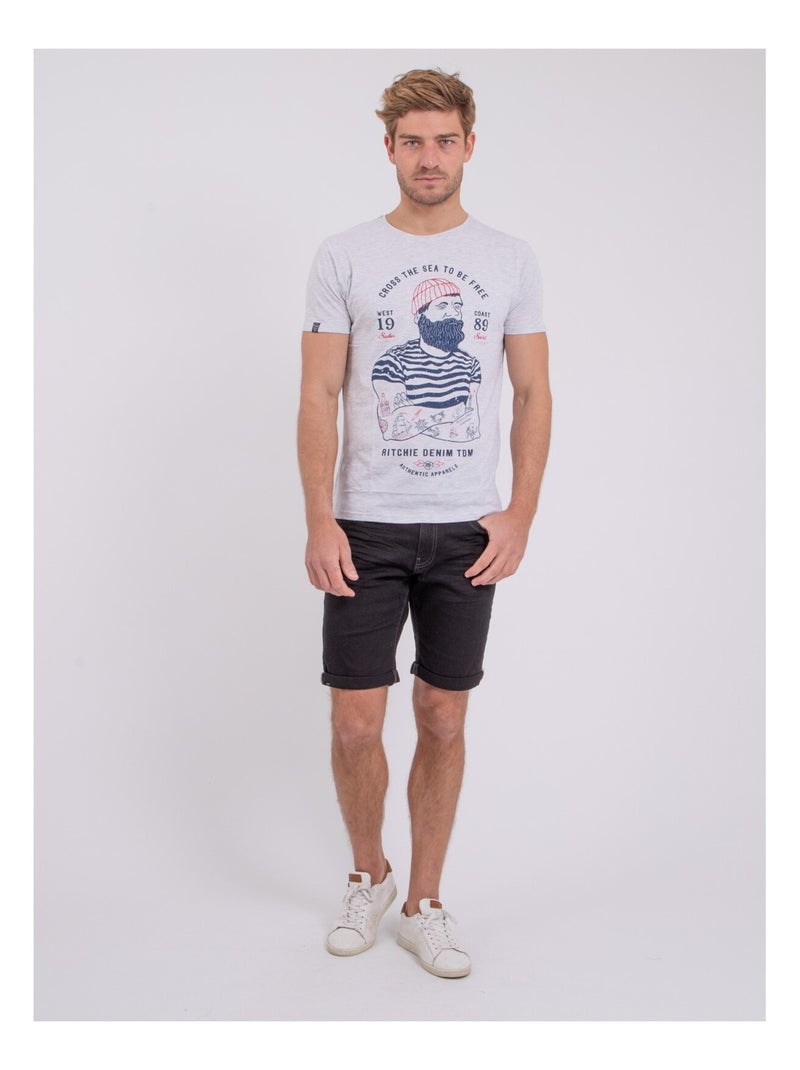 Camiseta de manga corta cuello redondo de puro algodón NUPLATON Gris - Kiabi