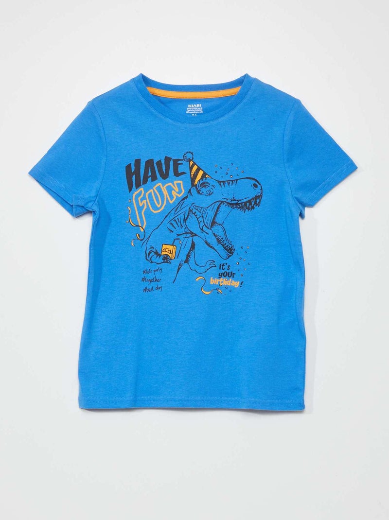 Camiseta de manga corta 'cumpleaños' AZUL - Kiabi