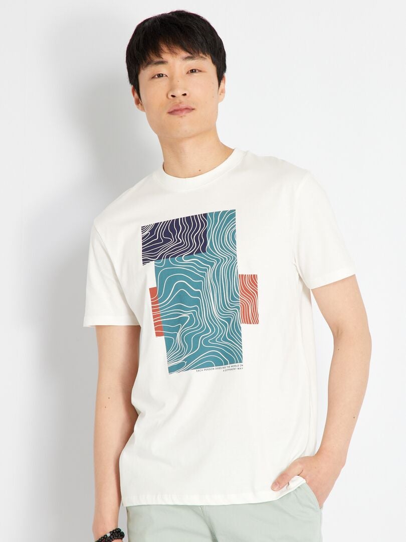 Camiseta de manga corta de algodón Blanco - Kiabi